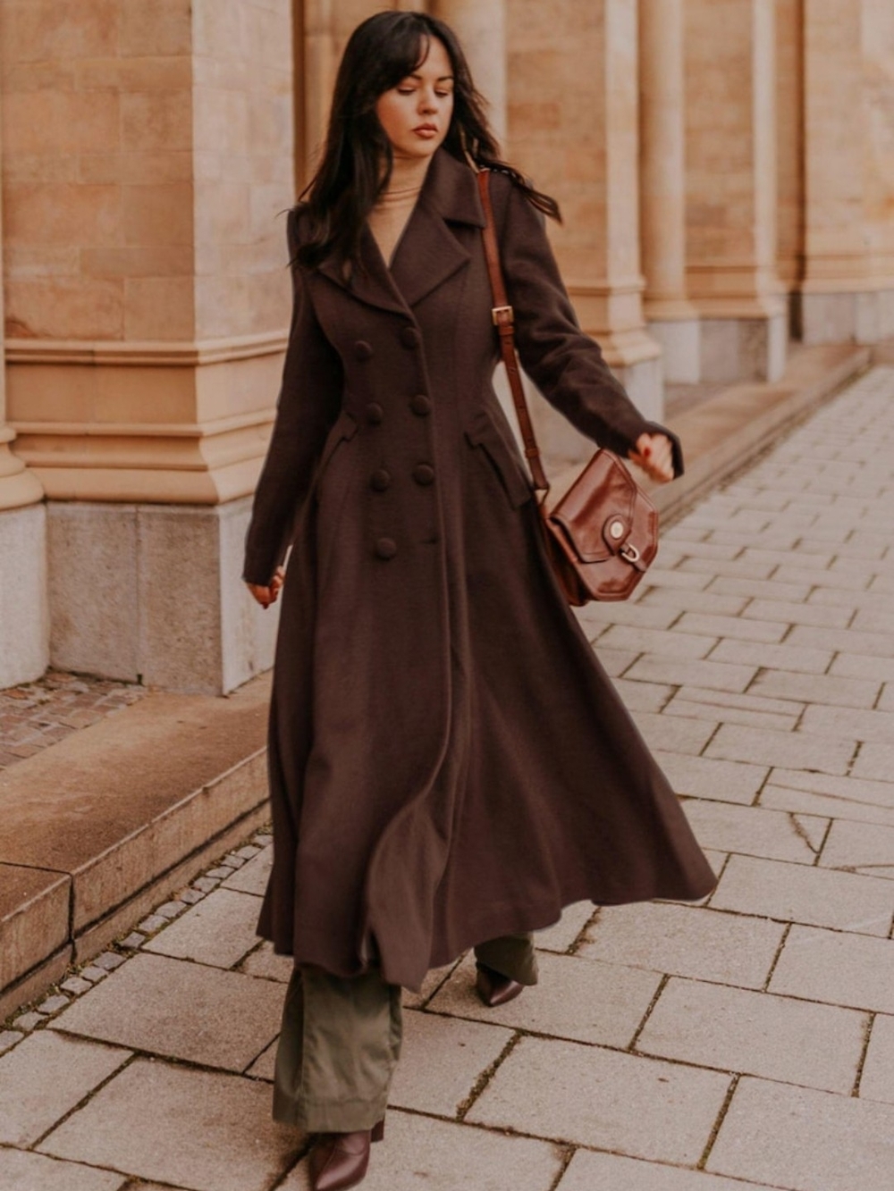 NWT Handmade Wool Coat In Coffee Brown